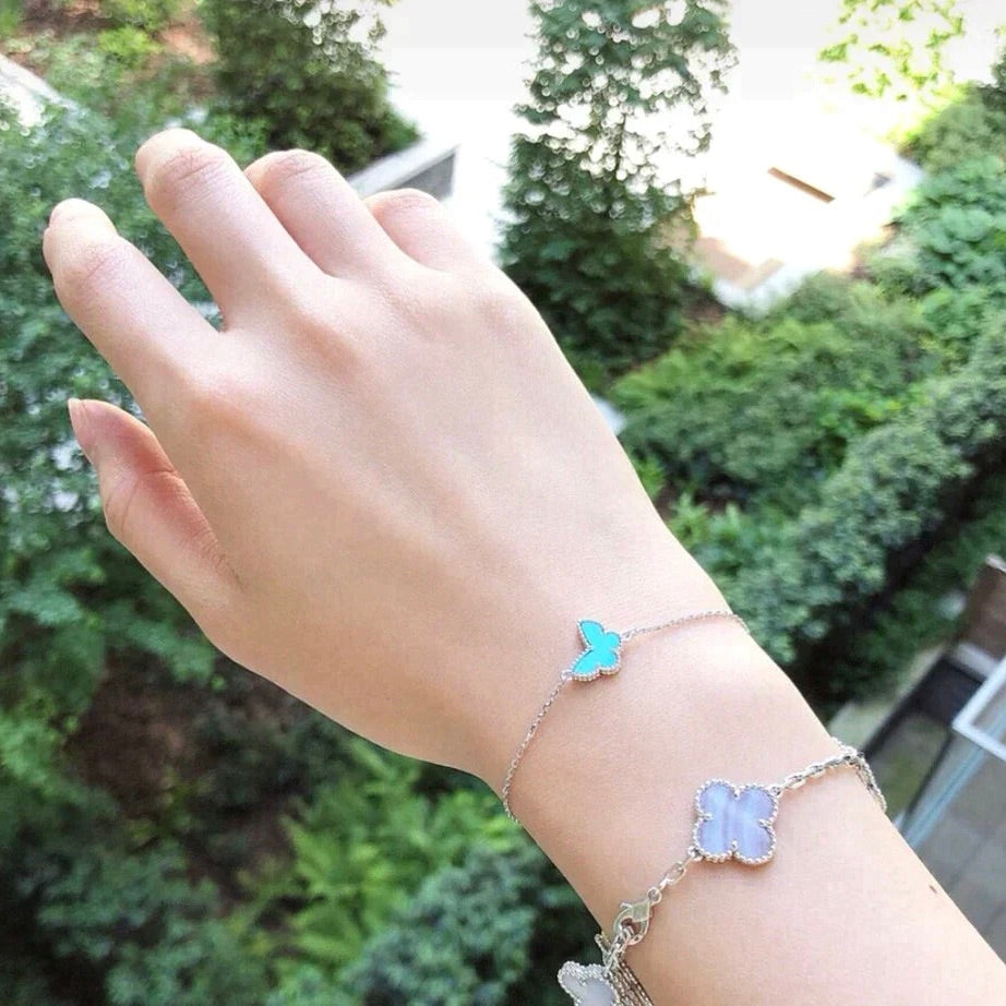 [ROSE]BUTTERFLY TURQUOISE BUTTERFLY BRACELET SILVER