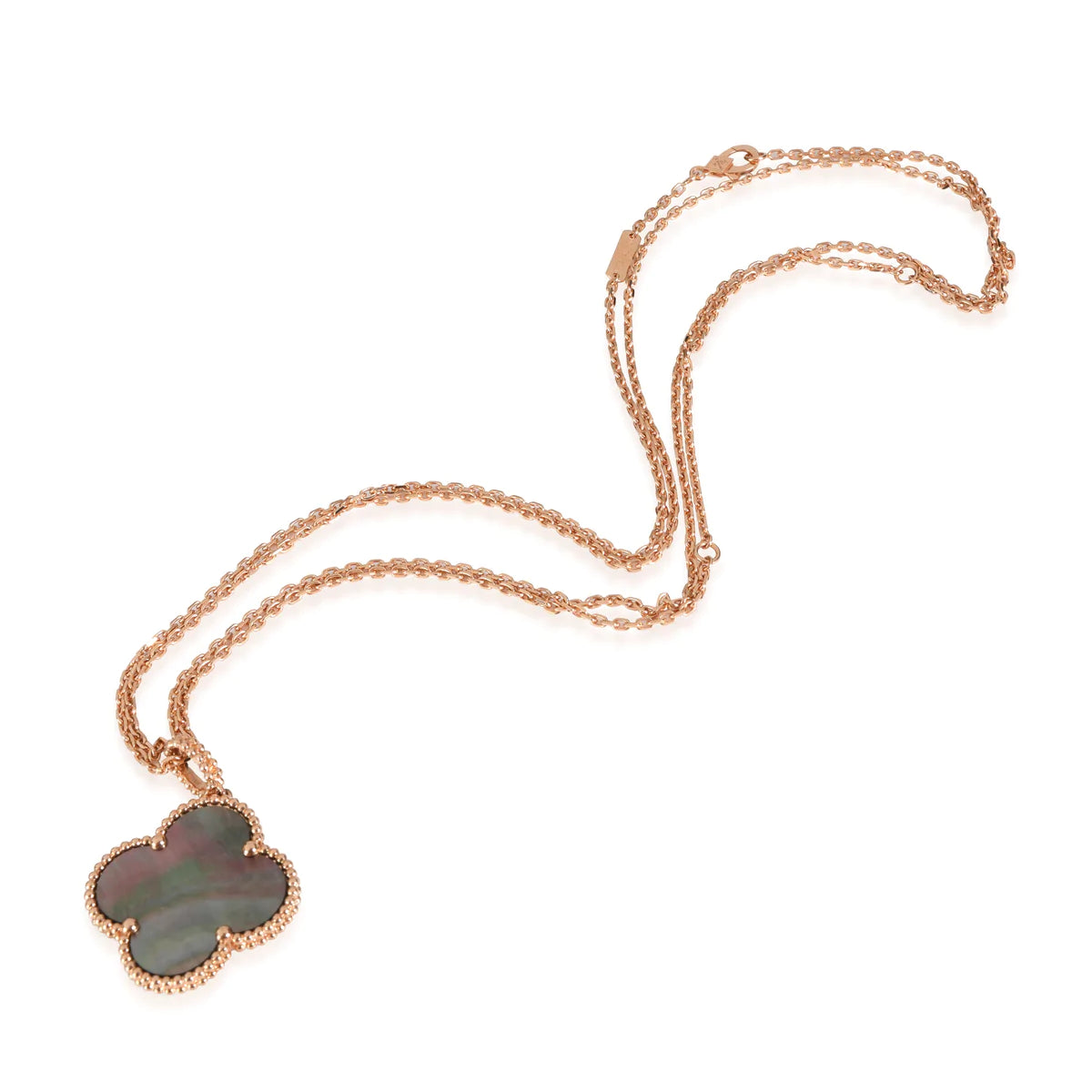 [ROSE]CLOVER 25MM GOLD DARK MOP BIG CLOVER NECKLACE