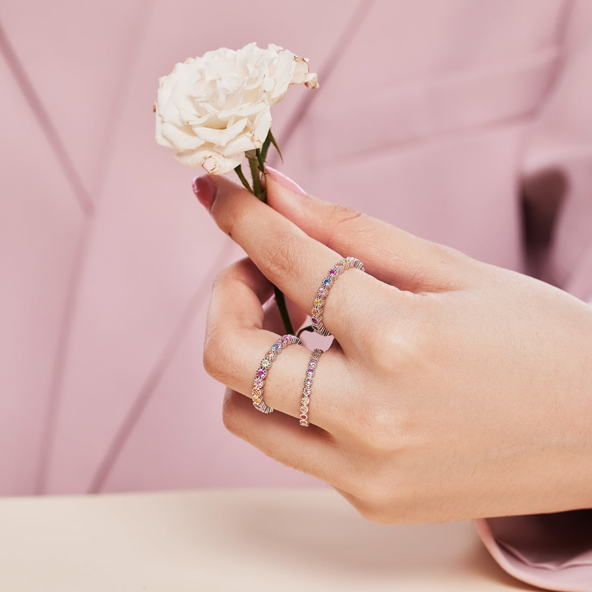 [Rose Jewels]Unique Scintillating Round Cut Daily Ring