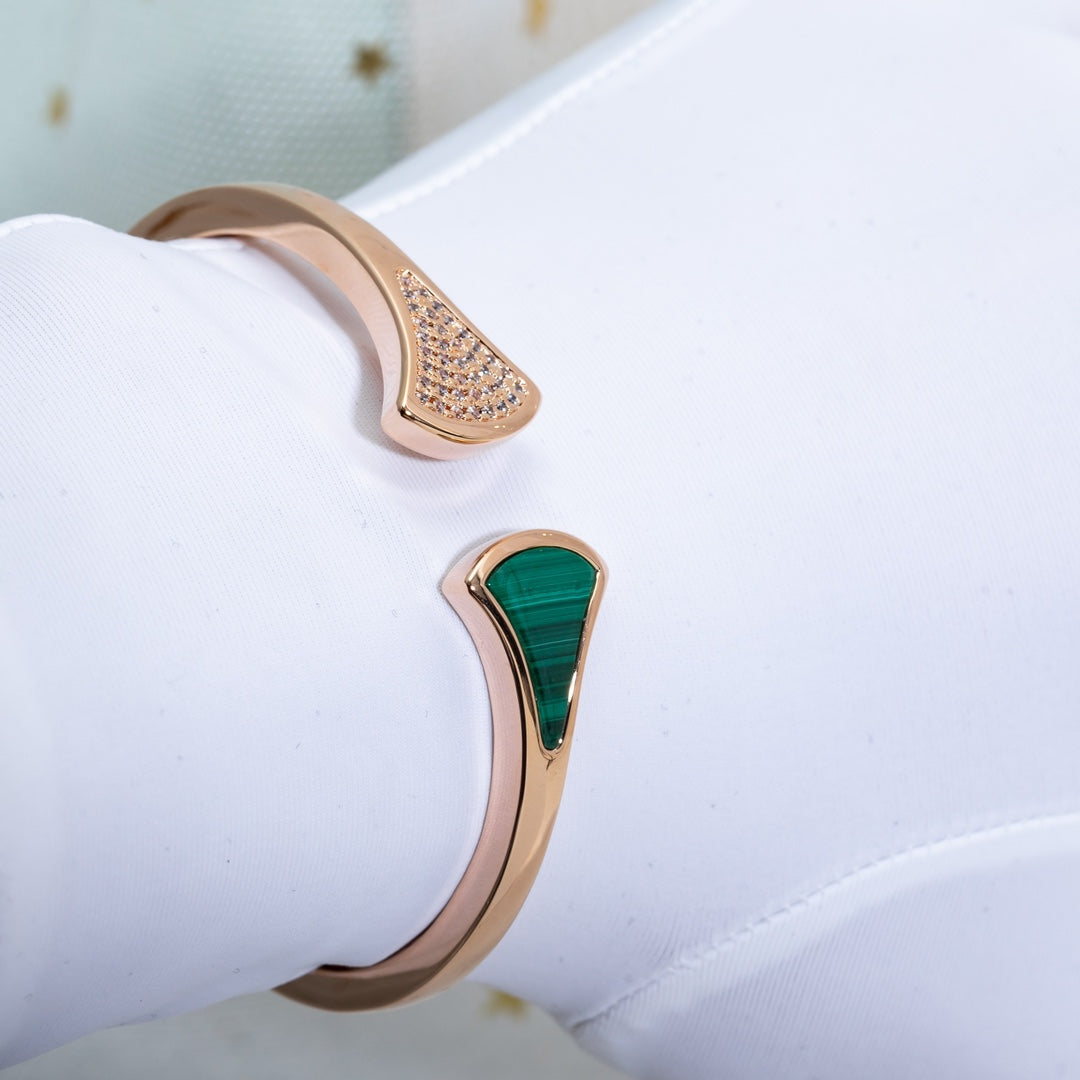 [Rose Jewels]DREAM BRACELET OPEN MALACHITE PINK GOLD