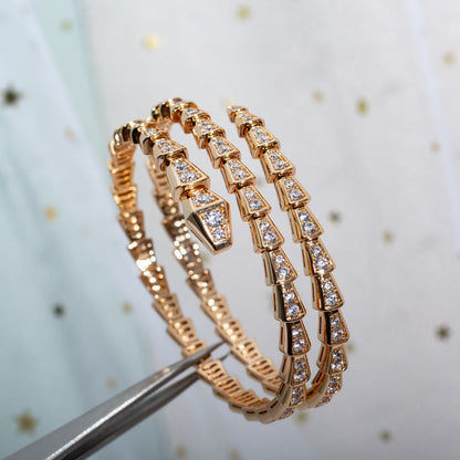 [Rose Jewels]SERPENTI BRACELET PINK GOLD DIAMOND DOUBLE ROW