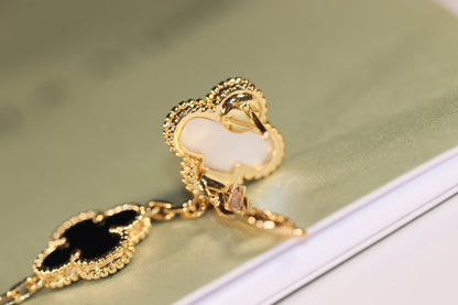 [ROSE]CLOVER EARRINGS GOLD ONYX MOP 3 MOTIF