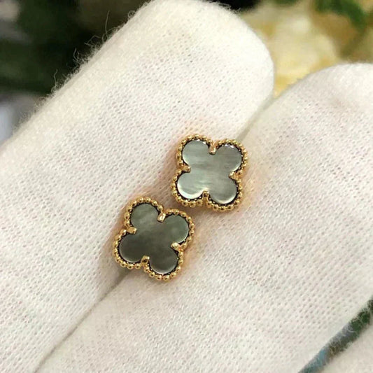 [ROSE]CLOVER MINI 9.5MM GRAY MOP EARRINGS