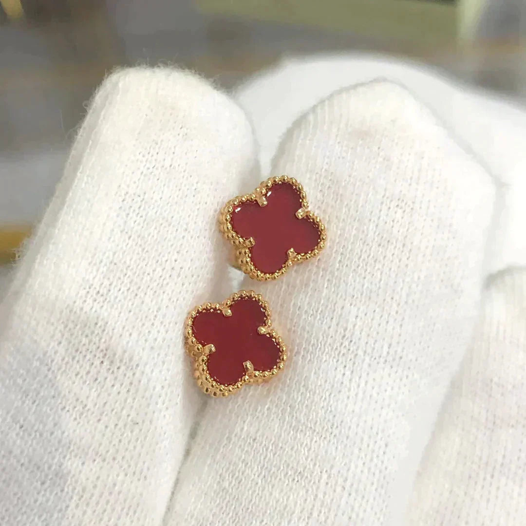 [ROSE]CLOVER MINI 9.5MM CARNELIAN EARRINGS