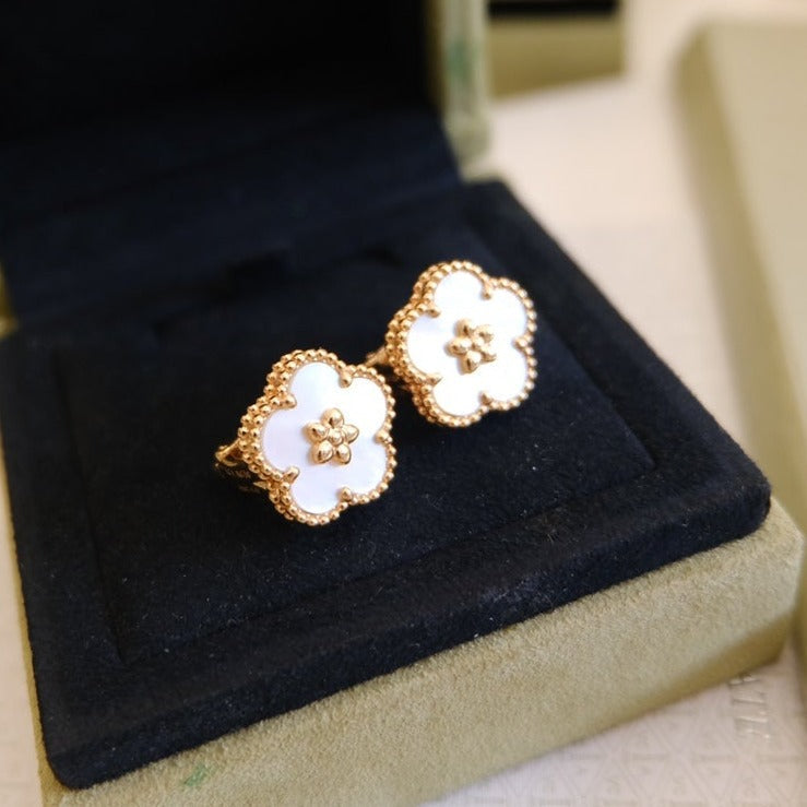 [ROSE]LUCKY PINK GOLD WHITE MOP EARRINGS