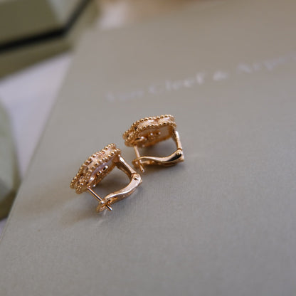 [ROSE]LUCKY PINK GOLD WHITE MOP EARRINGS