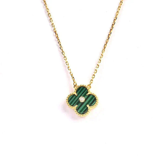 [ROSE]CLOVER 15MM DIAMOND TURQUOISE NECKLACE