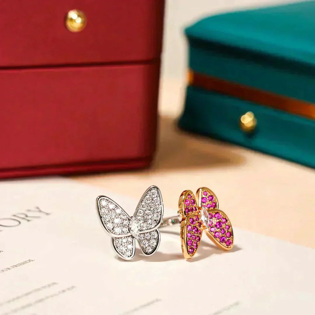 [ROSE]TWIN BUTTERFLY DIAMOND RING