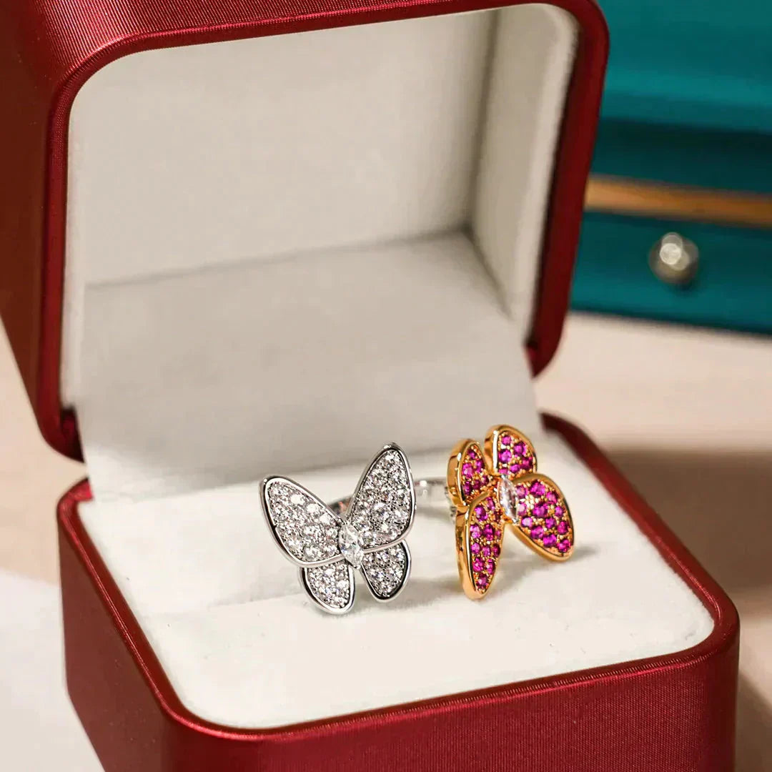 [ROSE]TWIN BUTTERFLY DIAMOND RING