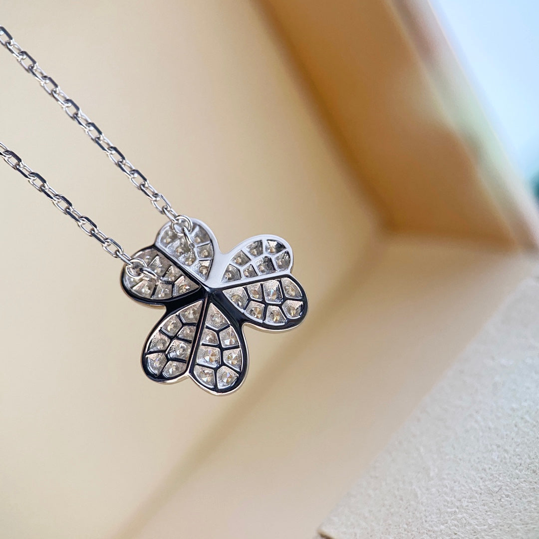 [ROSE]CLOVER DIAMOND NECKLACE SILVER