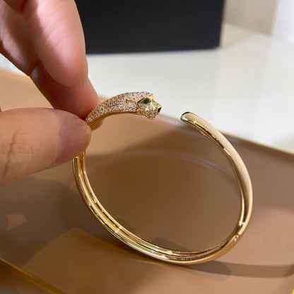 [ROSE]PANTHERE GOLD DIAMOND OPEN BRACELET