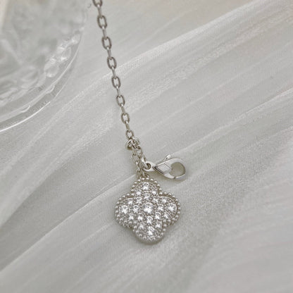 [ROSE]CLOVER 5 MOTIFS SILVER DIAMONDS NECKLACE