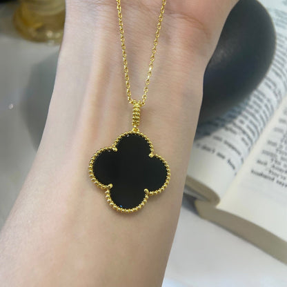 [ROSE]CLOVER 25MM NECKLACE GOLD ONYX