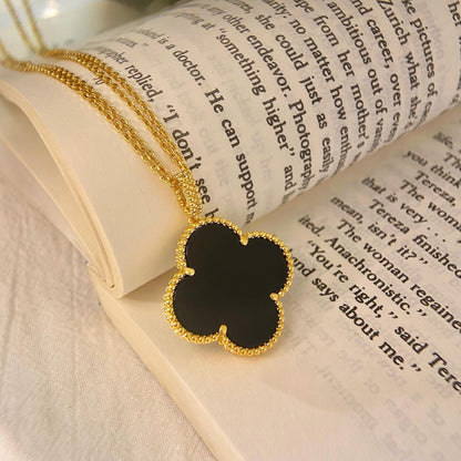 [ROSE]CLOVER 25MM NECKLACE GOLD ONYX