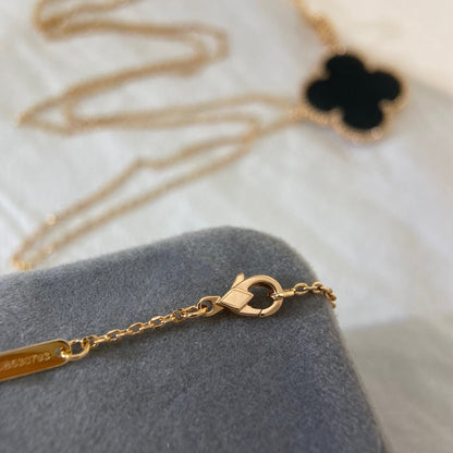 [ROSE]CLOVER 25MM NECKLACE GOLD ONYX