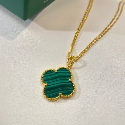 [ROSE]CLOVER 25MM MALACHITE GOLD NECKLACE