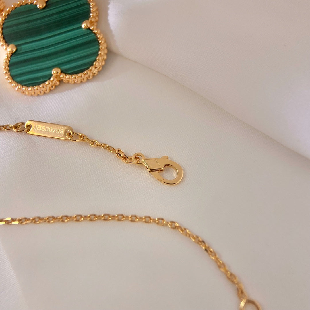 [ROSE]CLOVER 25MM MALACHITE GOLD NECKLACE