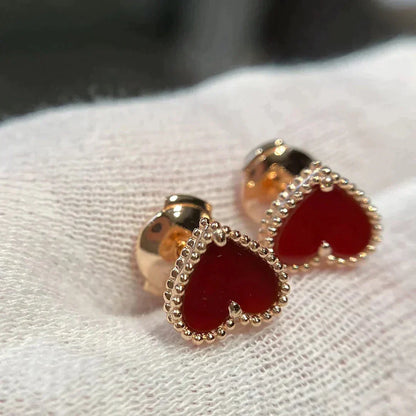 [ROSE]HEART CARNELIAN STUD EARRINGS