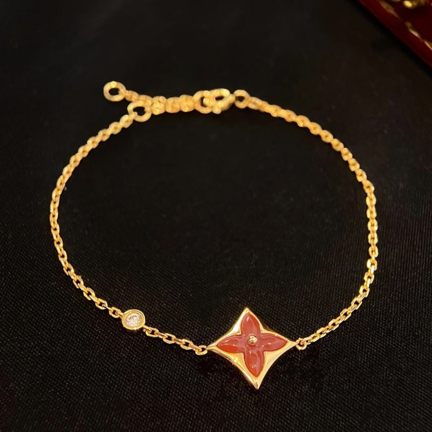 [Rose Jewels]COLOR STAR CARNELIAN PINK GOLD DIAMOND BRACELET