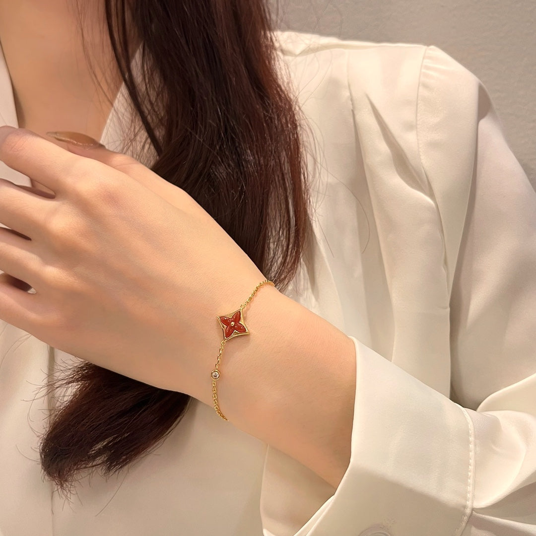 [Rose Jewels]COLOR STAR CARNELIAN PINK GOLD DIAMOND BRACELET