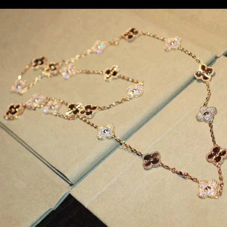 [ROSE]CLOVER 20 MOTIFS LASER DIAMOND NECKLACE