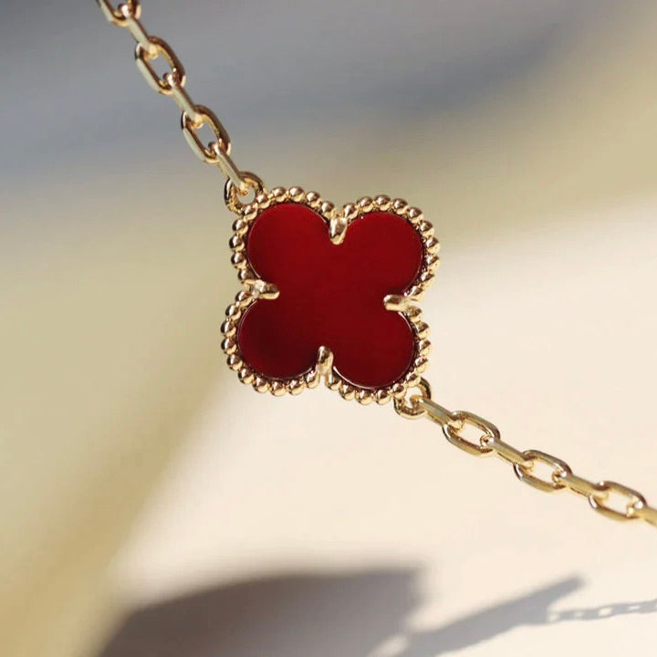 [ROSE]CLOVER 20 MOTIFS CARNELIAN NECKLACE