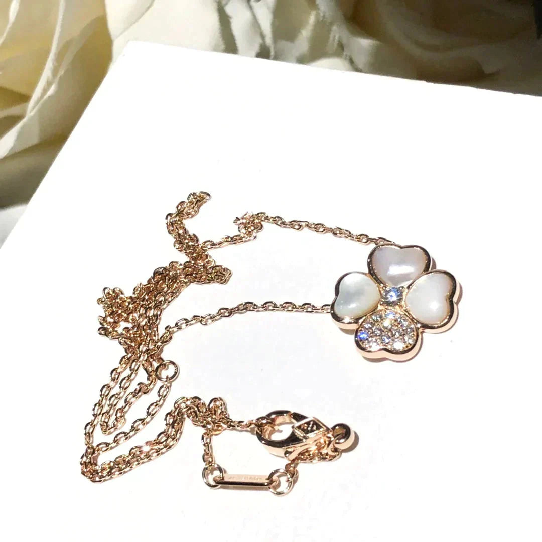 [ROSE]CLOVER MOP DIAMOND ROSE GOLD NECKLACE