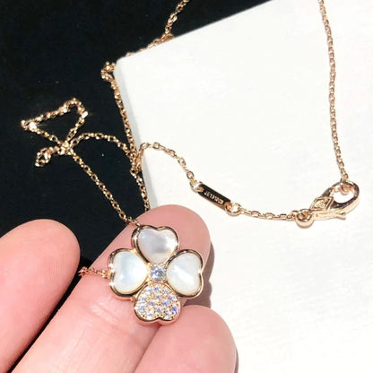 [ROSE]CLOVER MOP DIAMOND ROSE GOLD NECKLACE