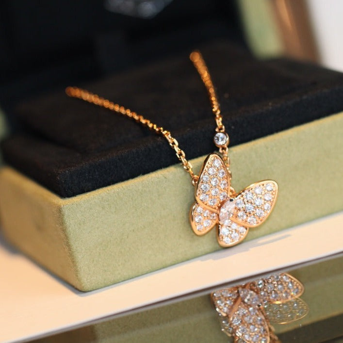 [ROSE]BUTTERFLY DIAMOND NECKLACE