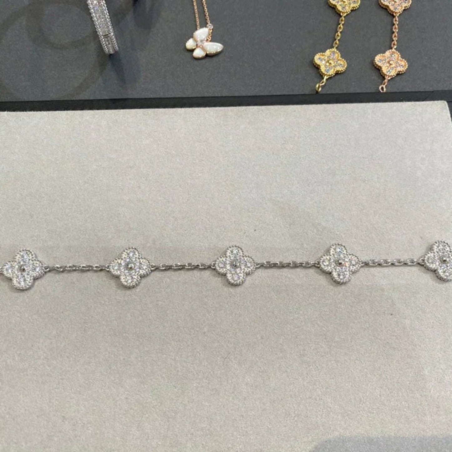 [ROSE]CLOVER 5 MOTIFS  DIAMOND BRACELET SILVER