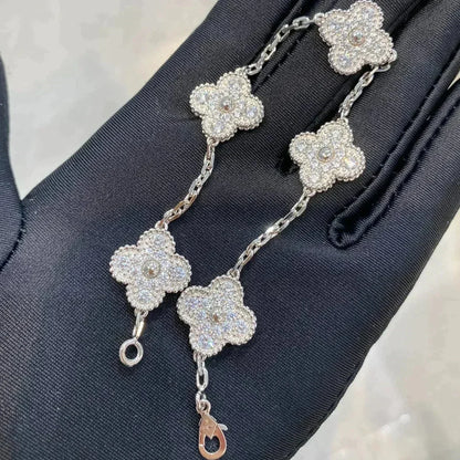 [ROSE]CLOVER 5 MOTIFS  DIAMOND BRACELET SILVER