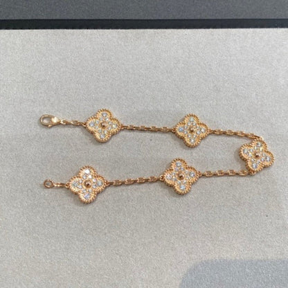 [ROSE]CLOVER 5 MOTIFS  FULL DIAMOND BRACELET