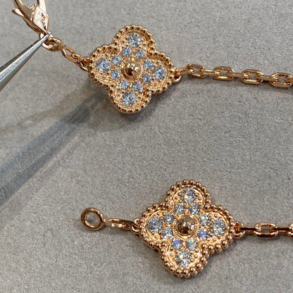 [ROSE]CLOVER 5 MOTIFS  FULL DIAMOND BRACELET