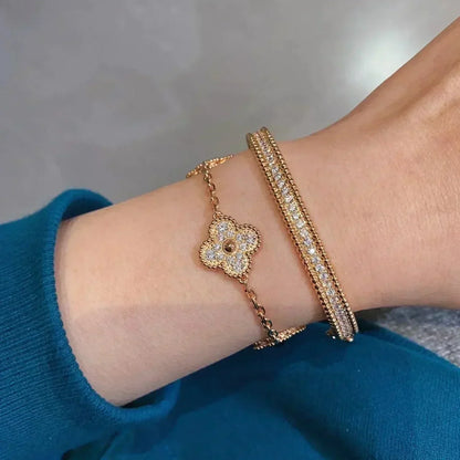 [ROSE]CLOVER 5 MOTIFS  FULL DIAMOND BRACELET