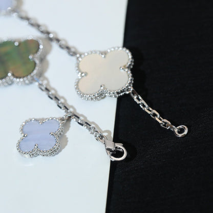 [ROSE]CLOVER BRACELET 5 MOTIFS MOP CHALCEDONY SILVER