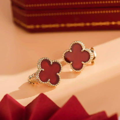 [ROSE]CLOVER MEDIUM 1 MOTIFS CARNELIAN  EARRINGS