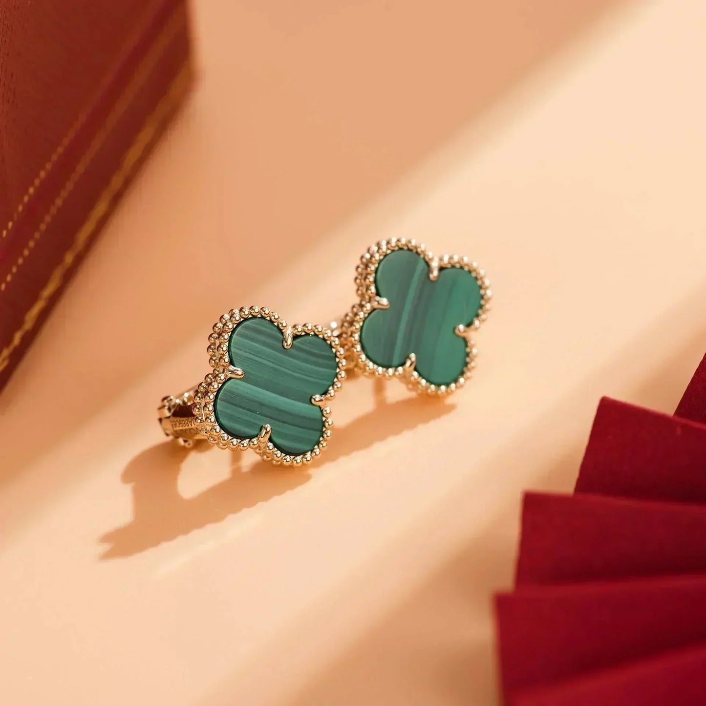 [ROSE]CLOVER MEDIUM 1 MOTIFS MALACHITE  EARRINGS