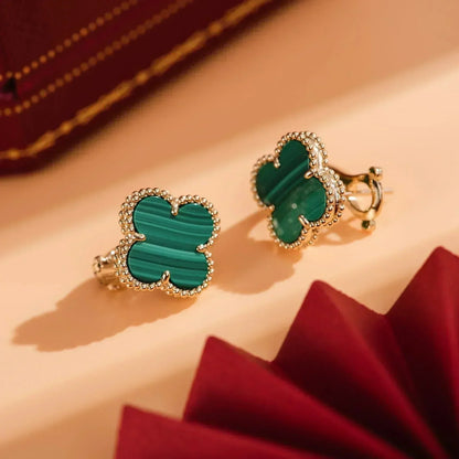 [ROSE]CLOVER MEDIUM 1 MOTIFS MALACHITE  EARRINGS