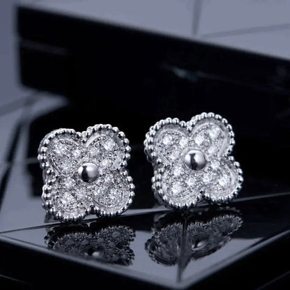 [ROSE]CLOVER 1 MOTIFS DIAMOND STUD EARRINGS SILVER