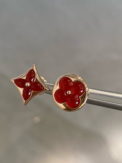 [Rose Jewels]STAR AND SUN PINK GOLD CARNELIAN STUD EARRINGS