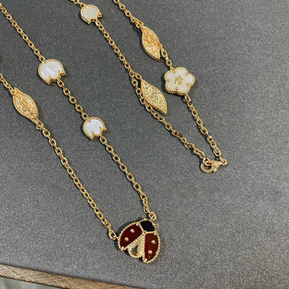 [ROSE]LUCKY SPRING 15 MOTIFS GOLD NECKLACE