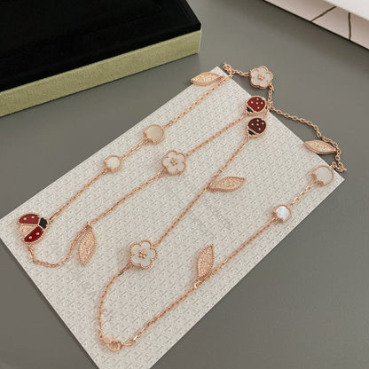 [ROSE]LUCKY SPRING 15 MOTIFS ROSE GOLD NECKLACE