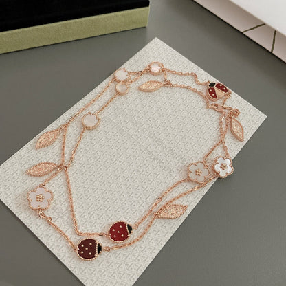 [ROSE]LUCKY SPRING 15 MOTIFS ROSE GOLD NECKLACE