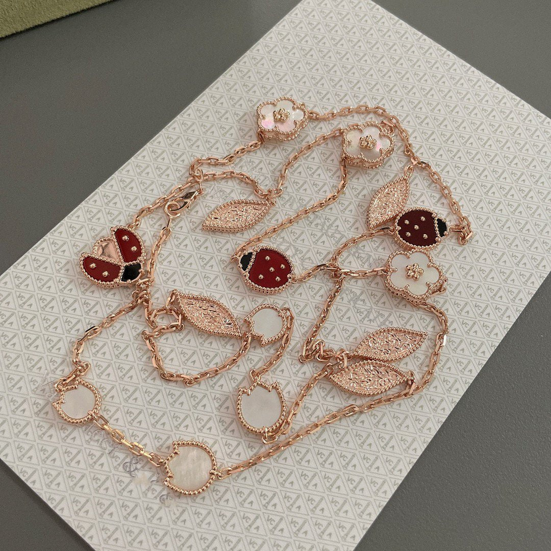 [ROSE]LUCKY SPRING 15 MOTIFS ROSE GOLD NECKLACE