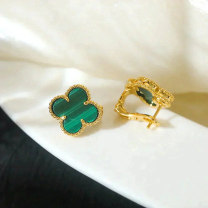 [ROSE]CLOVER MEDIUM 1 MOTIFS MALACHITE  EARRINGS