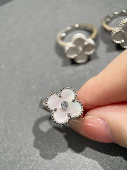 [ROSE]CLOVER SILVER MOP DIAMOND RING