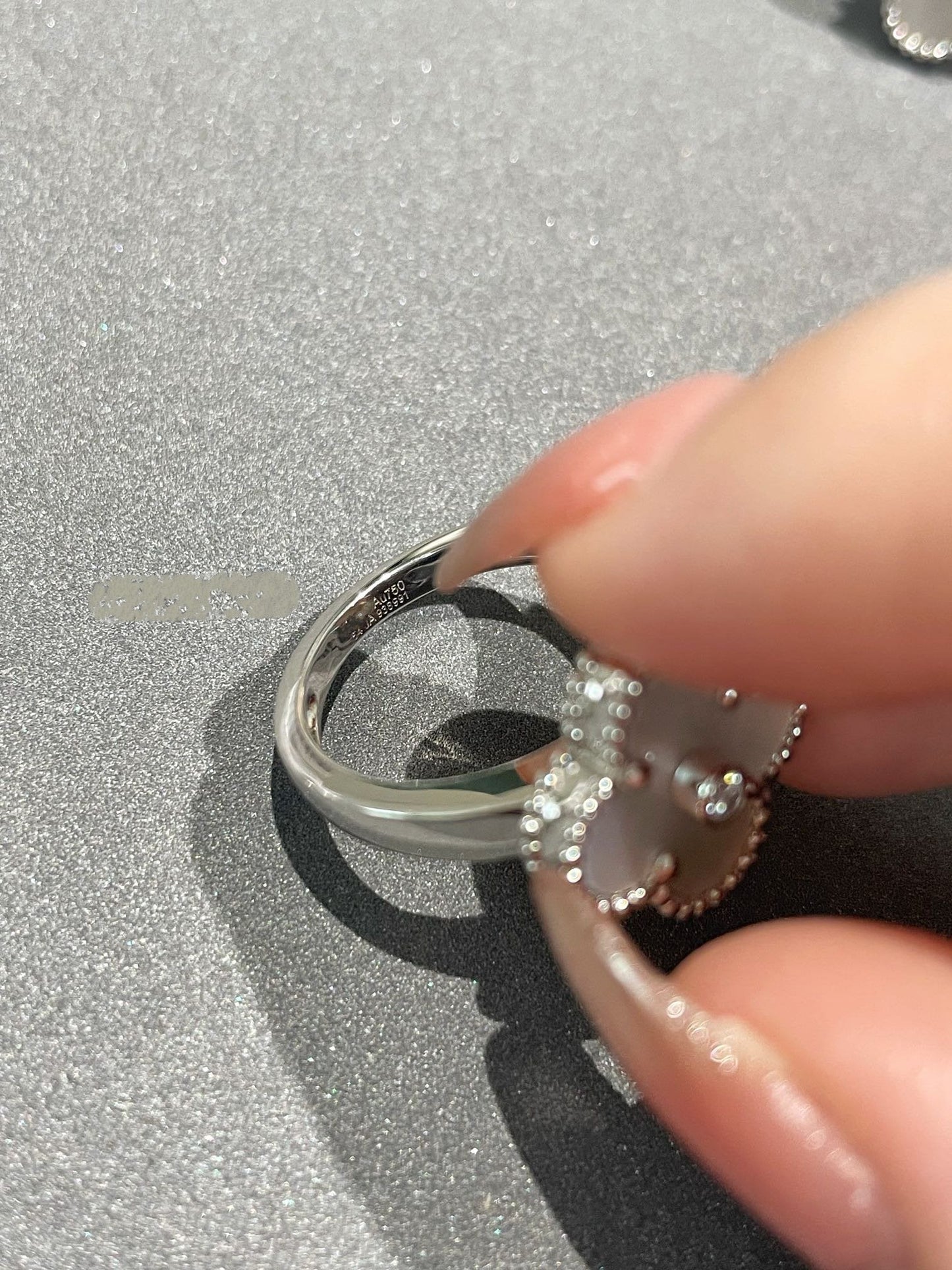 [ROSE]CLOVER SILVER MOP DIAMOND RING