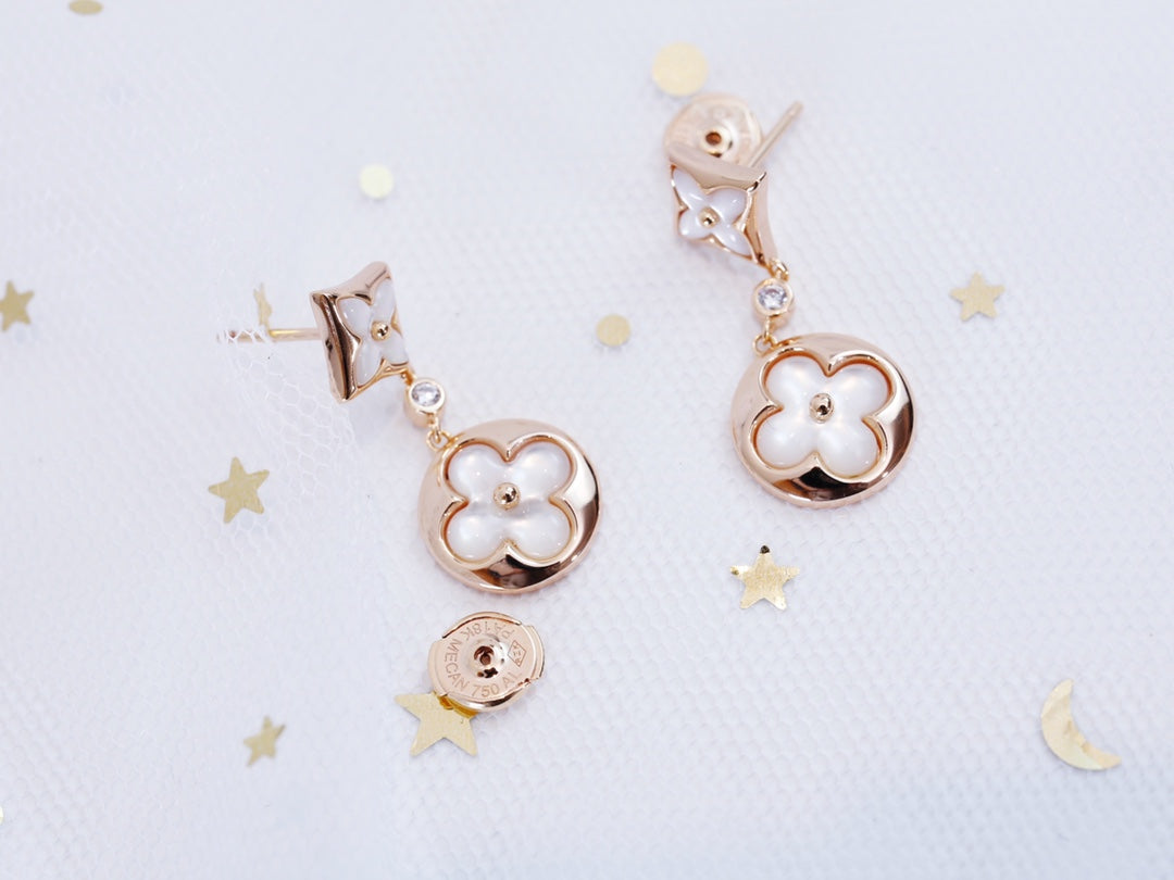 [Rose Jewels]STAR AND SUN PINK GOLD MOP DROP EARRINGS