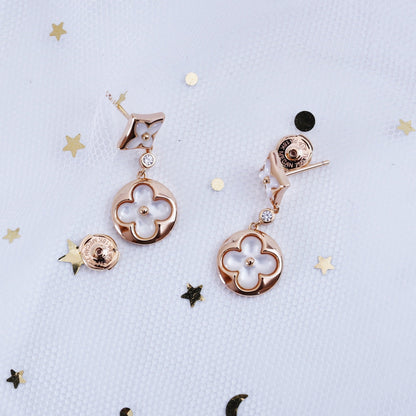 [Rose Jewels]STAR AND SUN PINK GOLD MOP DROP EARRINGS