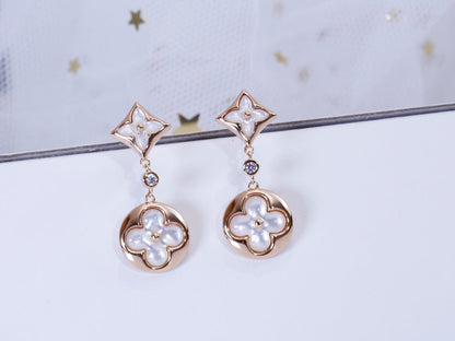 [Rose Jewels]STAR AND SUN PINK GOLD MOP DROP EARRINGS